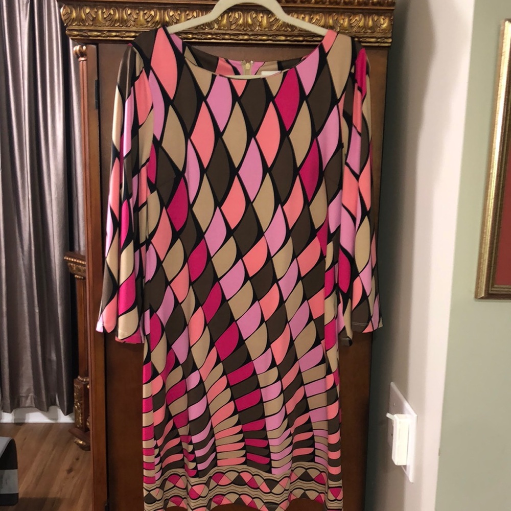 Julie Brown colorful dress.